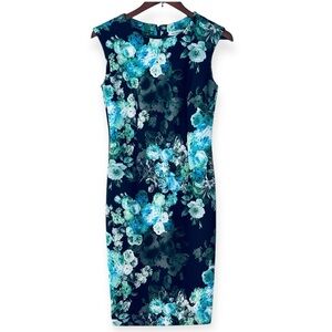 Liz Claiborne sleeveless dress size 4 black green floral print